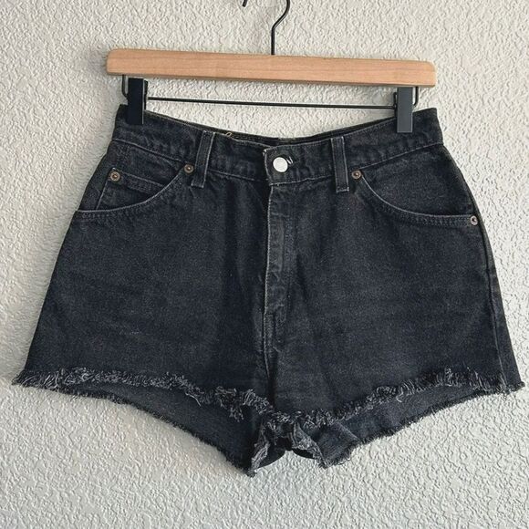 Levi's Pants - Vtg Levi’s 951 Shorts Relaxed Fit Cutoff Black Denim Raw Hem Hi Rise Womens Sz 6